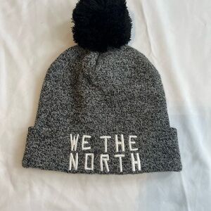 ‘We The North’ Pom Pom Beanie Grey Knit Raptors Slogan Hat Winter